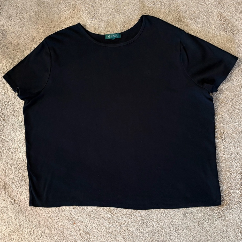 Lauren Ralph Lauren Black Short Sleeve Crewneck Knit Top Women’s Size 2XL